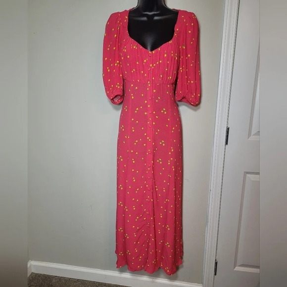 🍋Ghost London Alice Crepe Novelty Lemon Print Maxi Dress sz XS🍋 - Picture 1 of 10